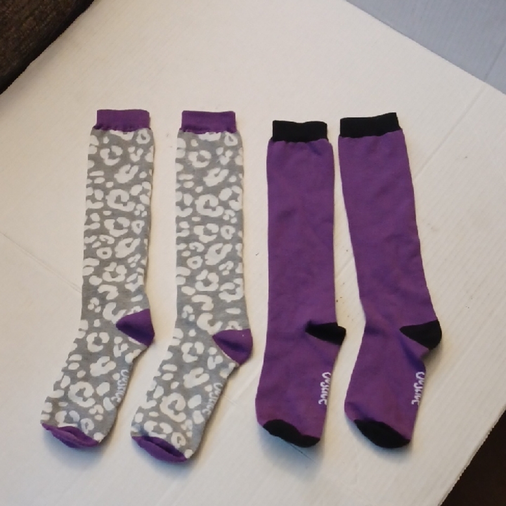 $4 Add-on Purple and Gray Patterned Socks - Girl's Large